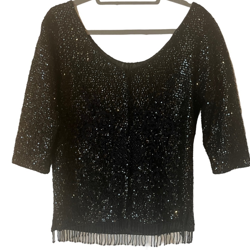 Regalia Imports Vintage Black Beaded Women's Top size L